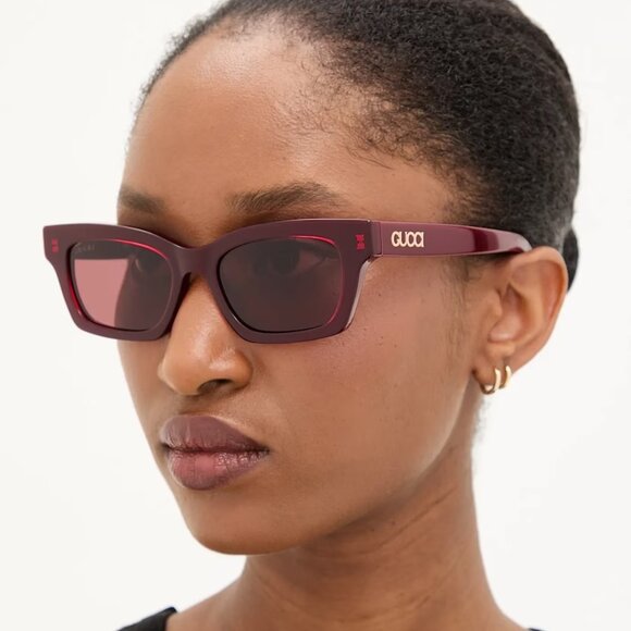 Gucci Women Sunglasses Red Burgundy Cat Eye GG1790S 004 NEW AUTHENTIC - Picture 10 of 10